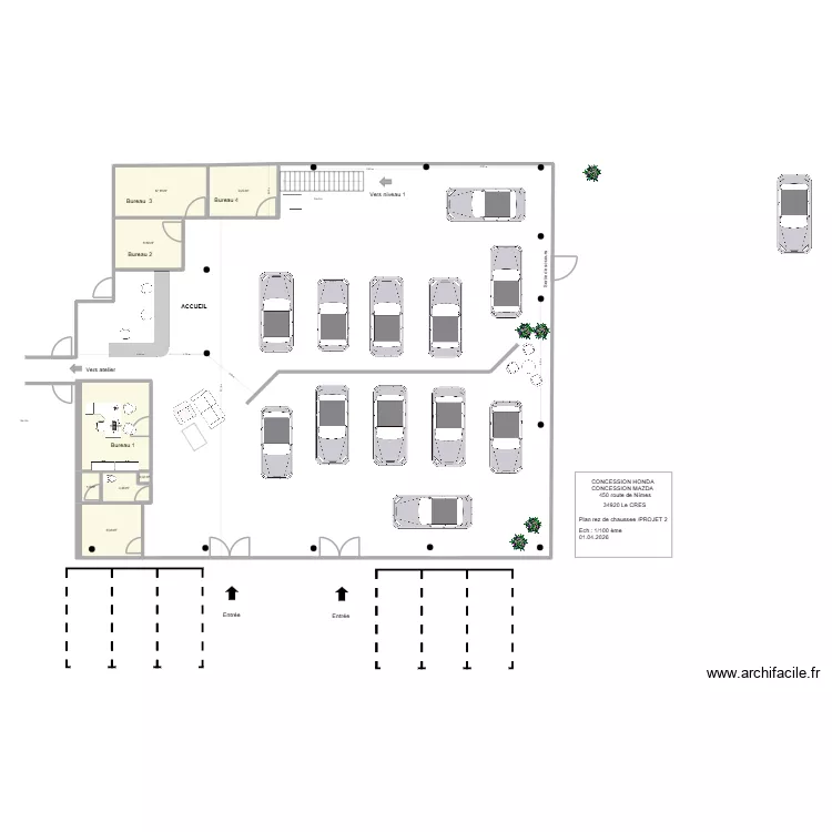 HONDA  RDC  projet 4 2026. Plan de 8  et 60 m²
