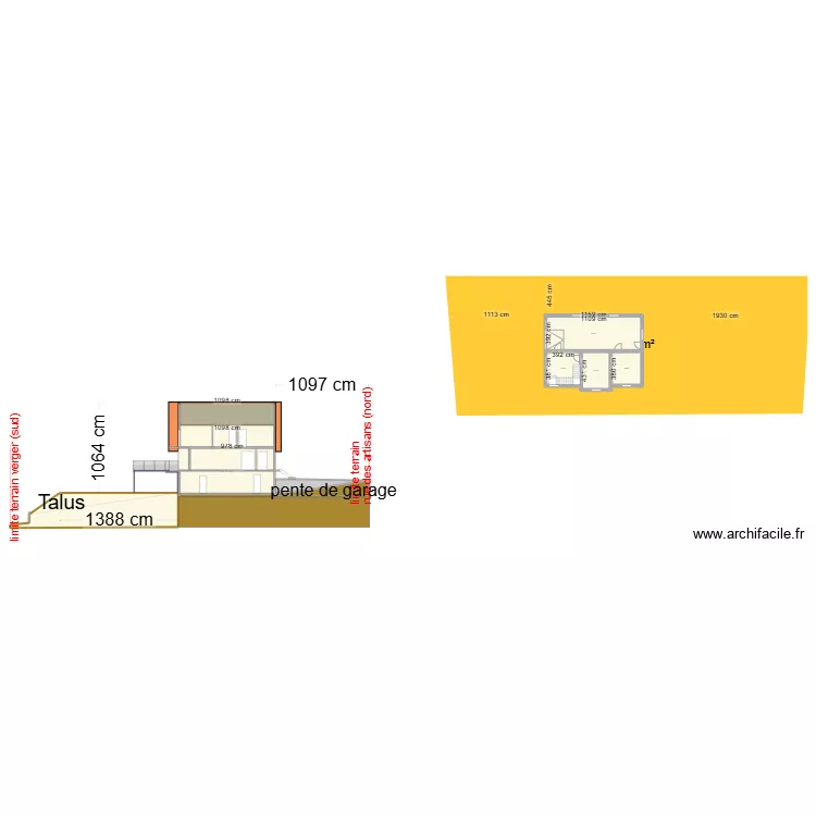 plan de coupe A-A (apres). Plan de 