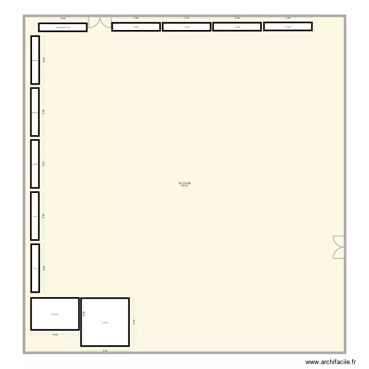 LE CLUB. Plan de 1  et 420 m²
