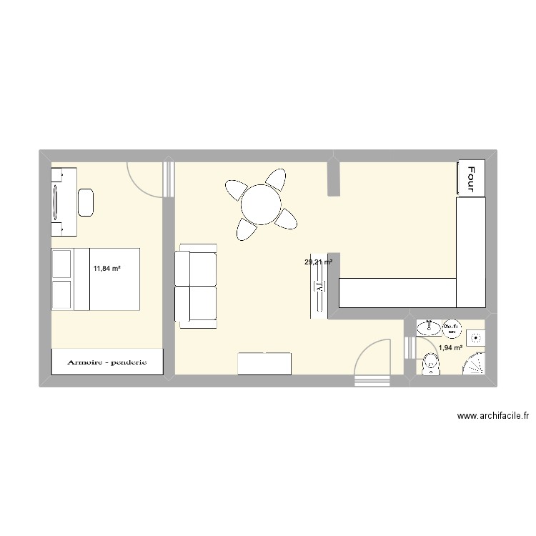 Appartement Parc de la Risle. Plan de 3 pièces et 43 m2