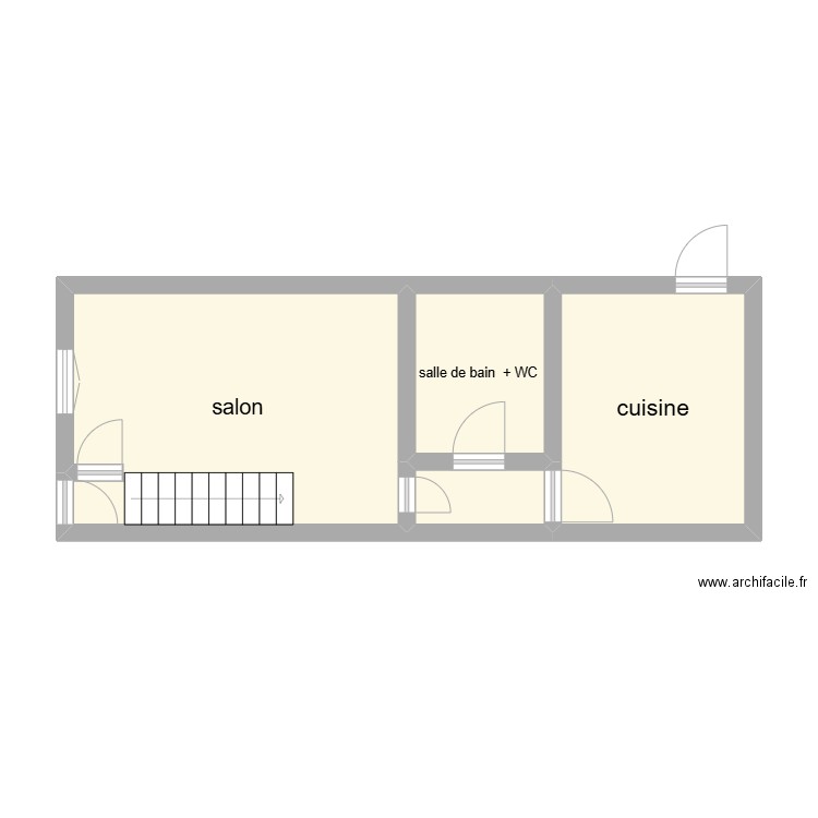 maison blanche porte. Plan de 4 pièces et 35 m2