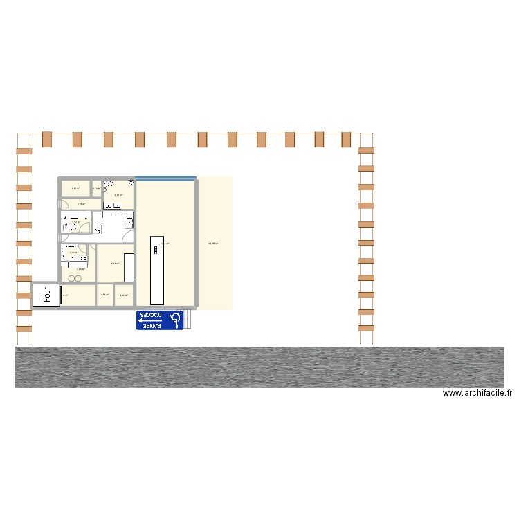Plan. Plan de 13 pièces et 84 m2