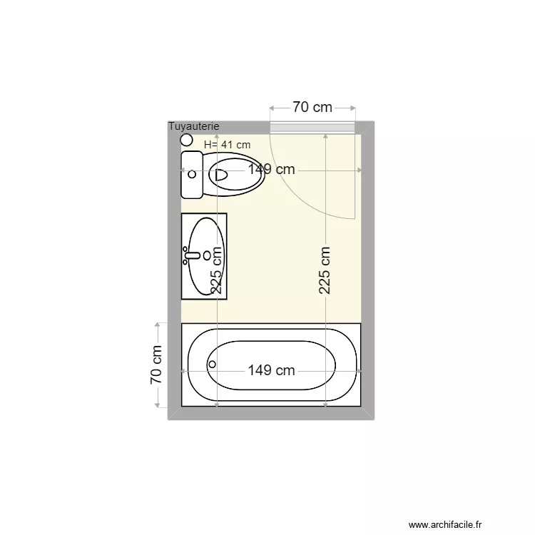 NEM avant travaux. Plan de 1 pièce et 3 m²