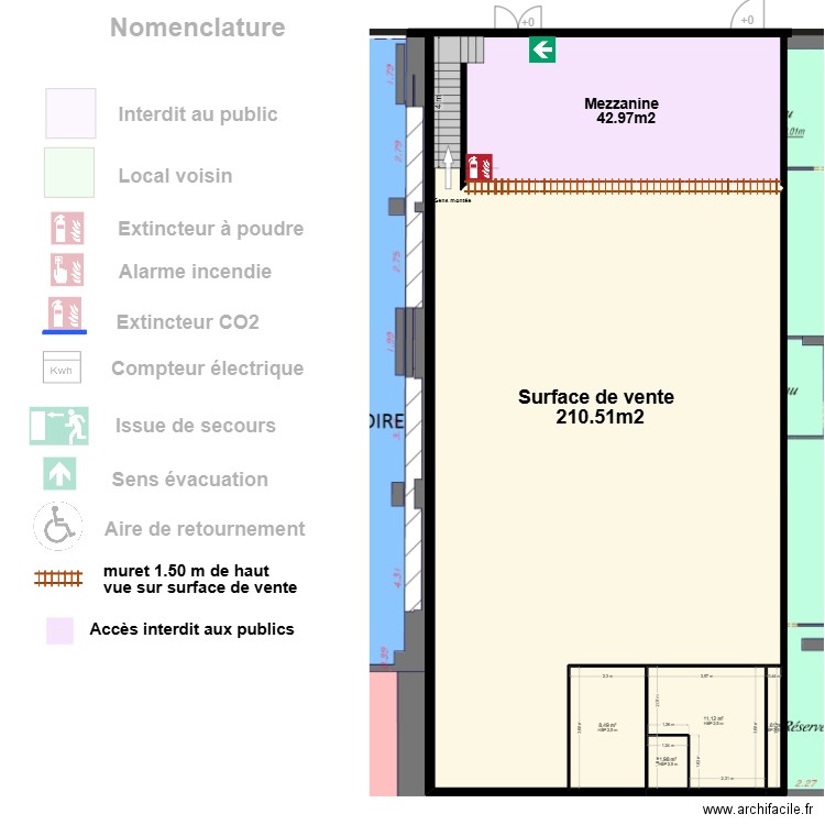 Stock privé Champigny sur Marne mezzanine. Plan de 11 pièces et 473 m2