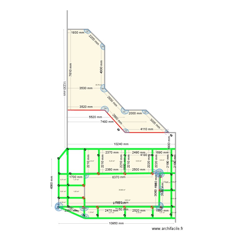 terrase_V3. Plan de 22 pièces et 94 m2
