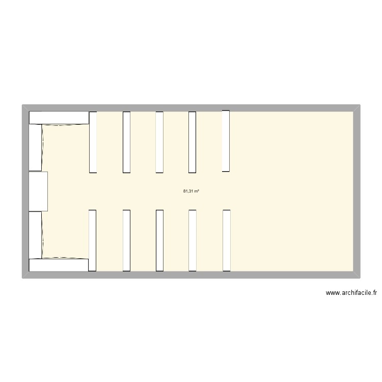 layout. Plan de 1 pièce et 81 m2