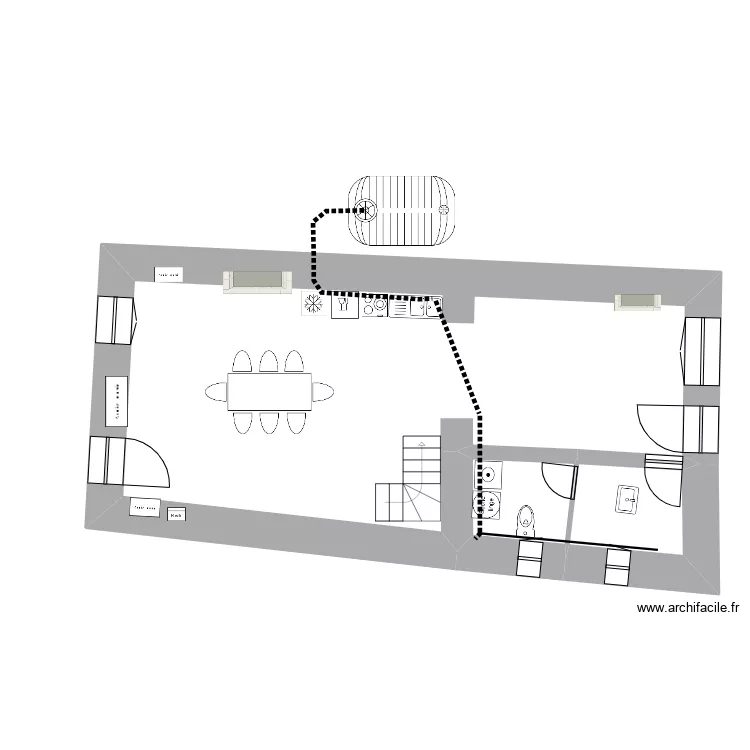 Maison R D C plomberie. Plan de 