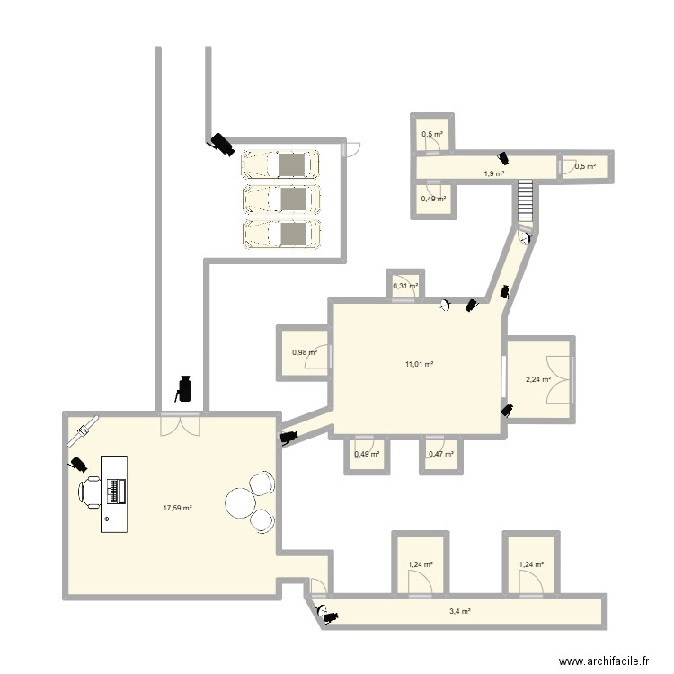 PROJET GCM POINTE NOIRE. Plan de 14 pièces et 42 m2