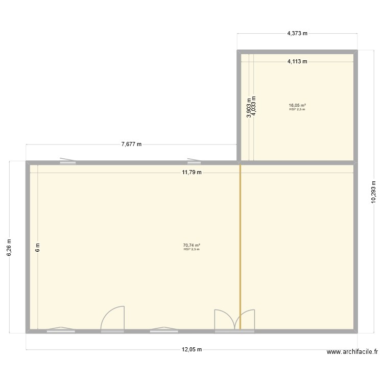 HUGO. Plan de 2 pièces et 87 m2