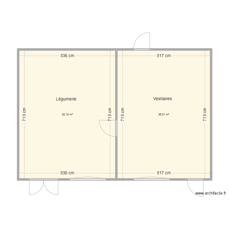 Modulaire centre n°2. Plan de 2 pièces et 75 m2