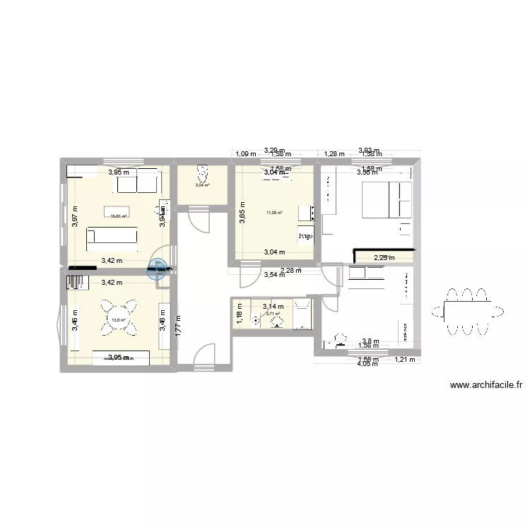 appt coll. Plan de 7  et 48 m²