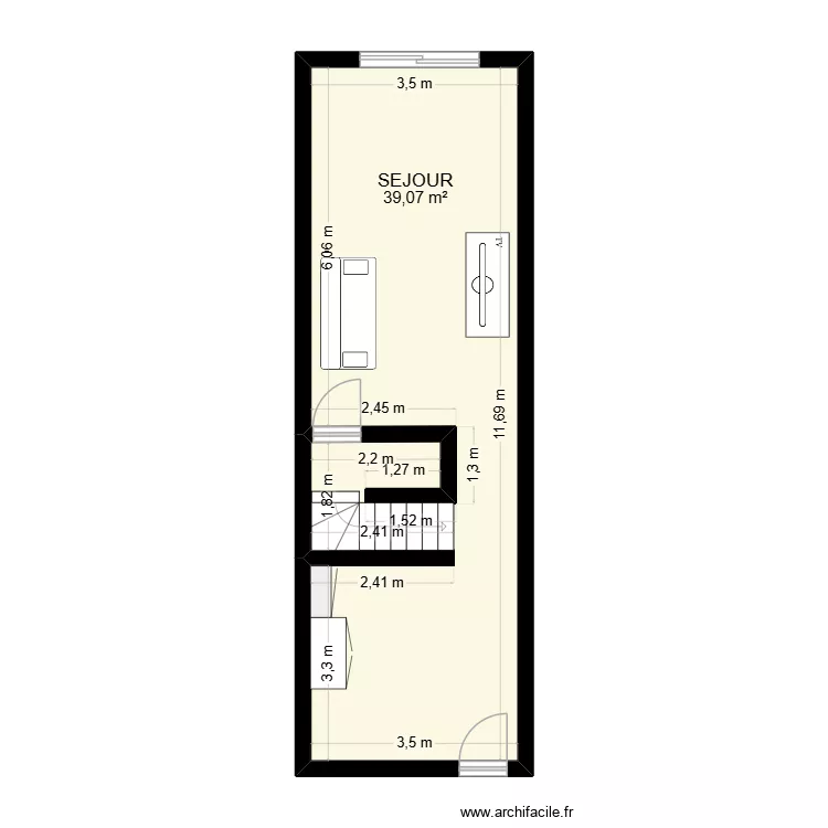 BASILIDE. Plan de 1  et 39 m²