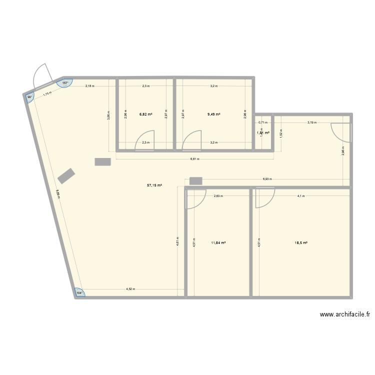 Optiwing. Plan de 6 pièces et 105 m2