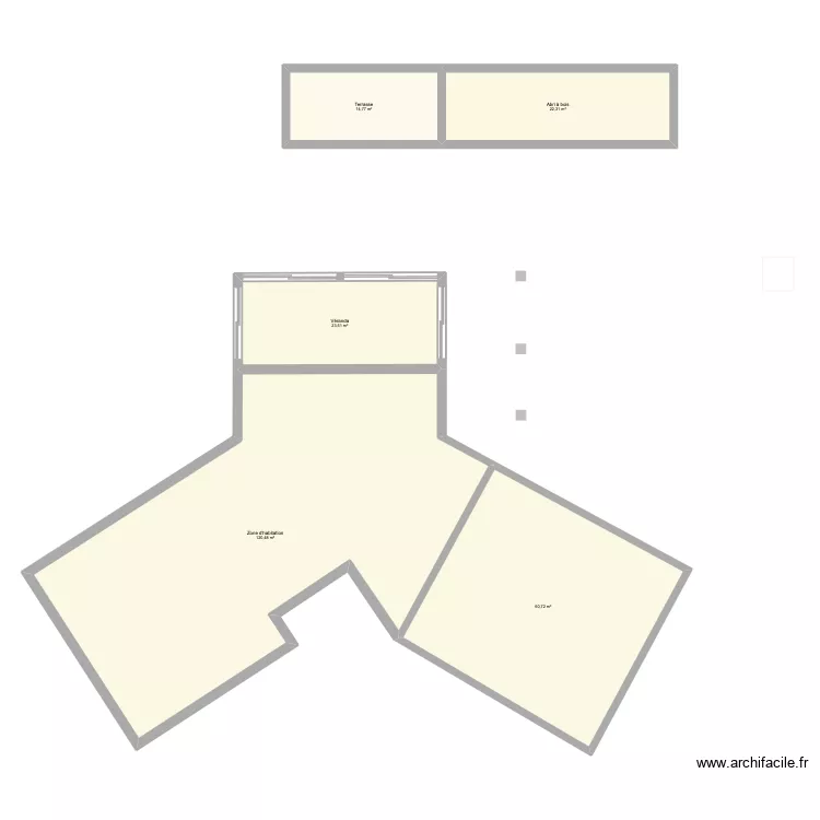 maison + abri + terrasse. Plan de 5  et 242 m²