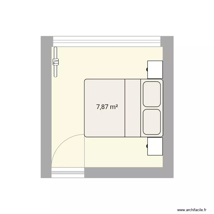 Chambre. Plan de 1 Pièce et 8 m²