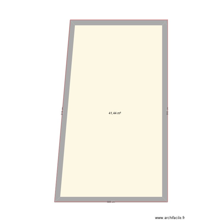 nouvelle surface. Plan de 1 pièce et 41 m2