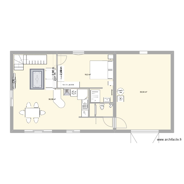 Guillestre. Plan de 3 pièces et 85 m2