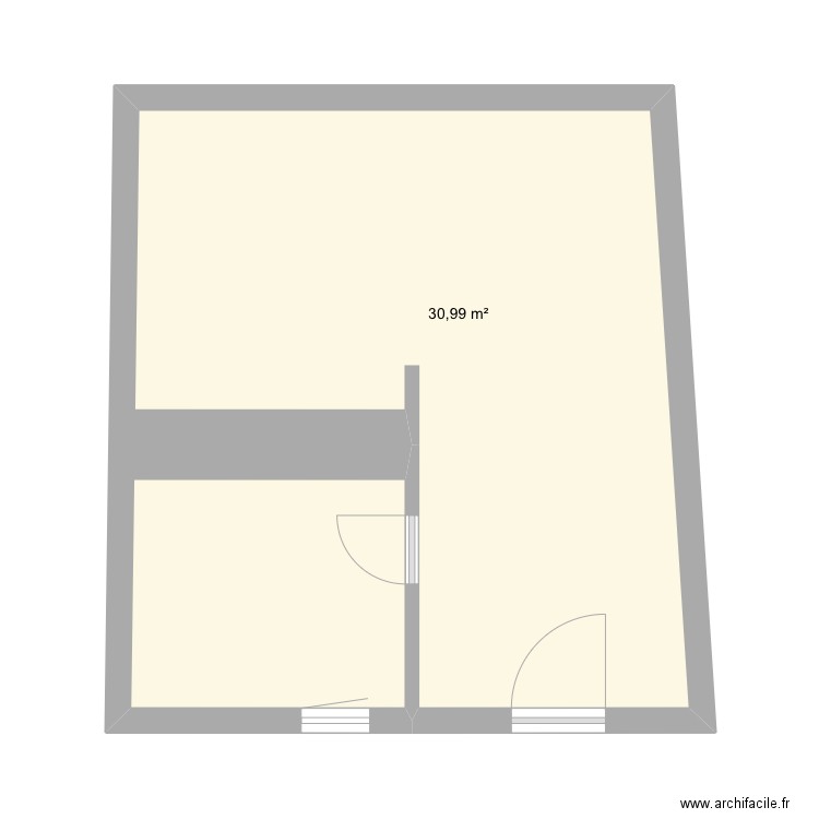 Rez de chaussé initial. Plan de 1 pièce et 31 m2