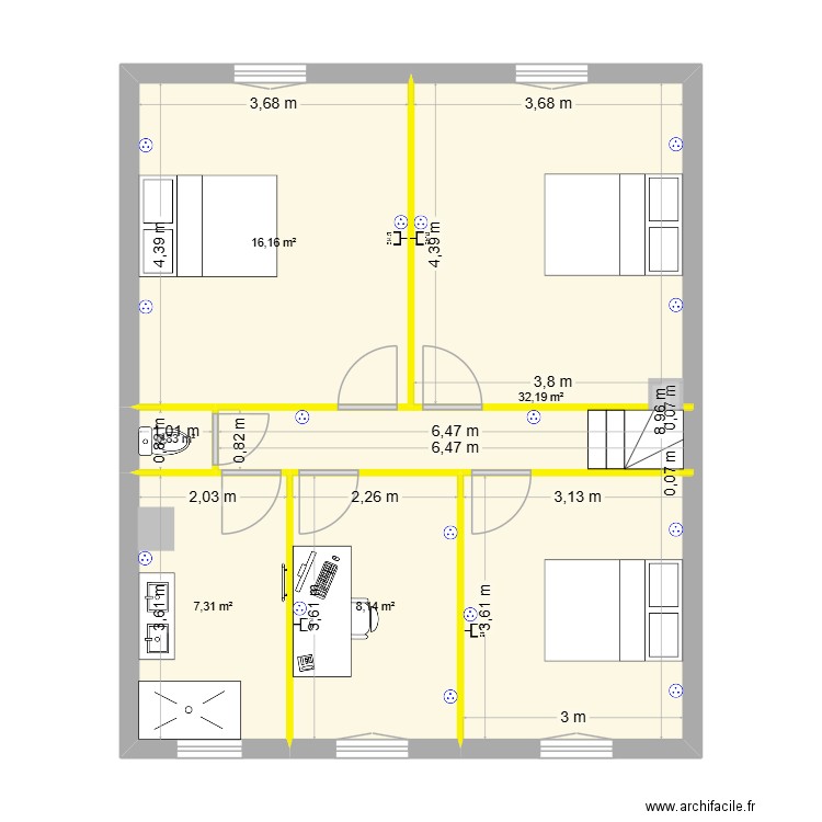 Chanas Haut. Plan de 5 pièces et 65 m2
