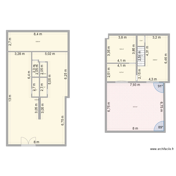 v2 rectifié. Plan de 12 pièces et 233 m2