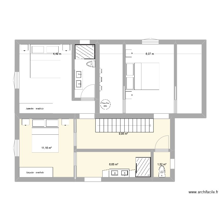 Le Pigeonnier R+2. Plan de 4 pièces et 29 m2
