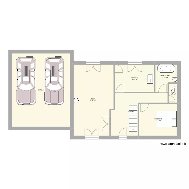 maison. Plan de 7  et 113 m²