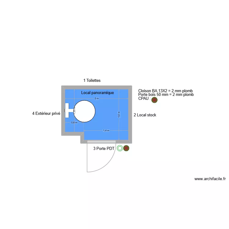 40211 Local panoramique. Plan de 1  et 3 m²