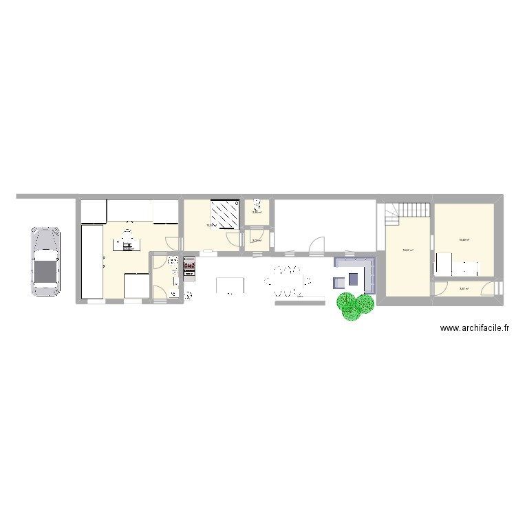 Essai 1. Plan de 7 pièces et 82 m2