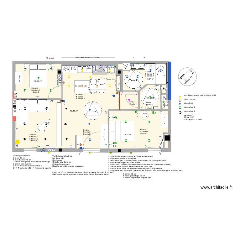 Plan sous-sol sans côtes. Plan de 11 pièces et 79 m2