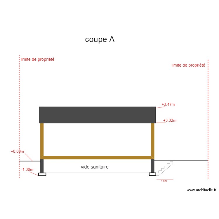 Coupe A. Plan de 0 pièce et 0 m2