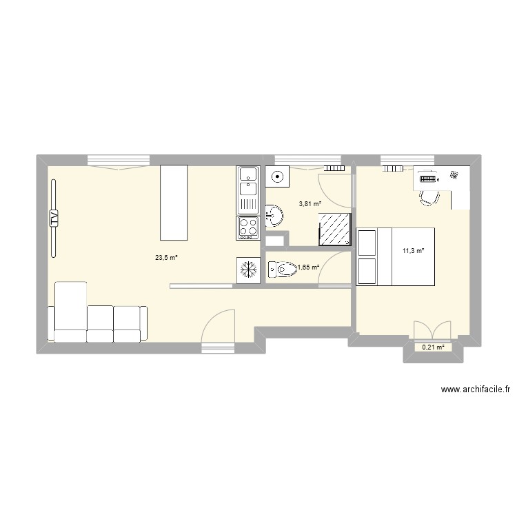 79k 3. Plan de 5 pièces et 40 m2