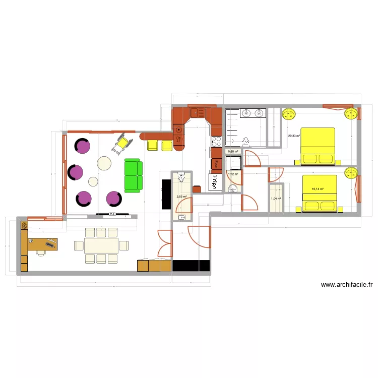 Monet 2 APD 1. Plan de 6  et 36 m²