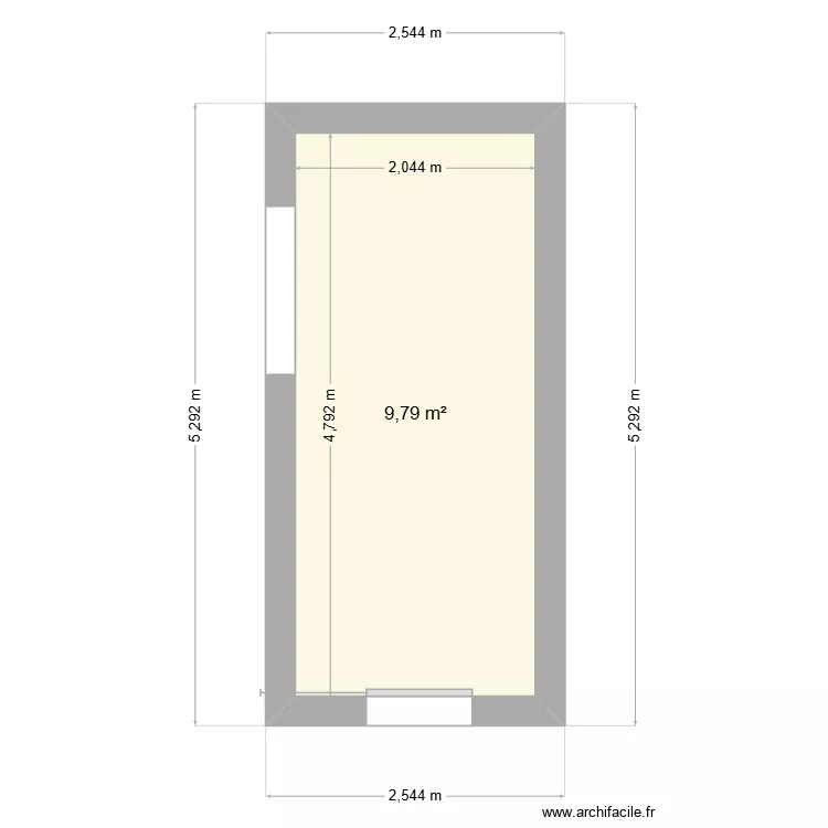 Buanderie. Plan de 1  et 10 m²