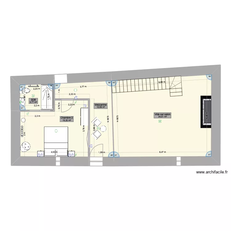 ETAGE SUD-EST &Eacute;LEC + CHAUFFAGE. Plan de 4  et 64 m²