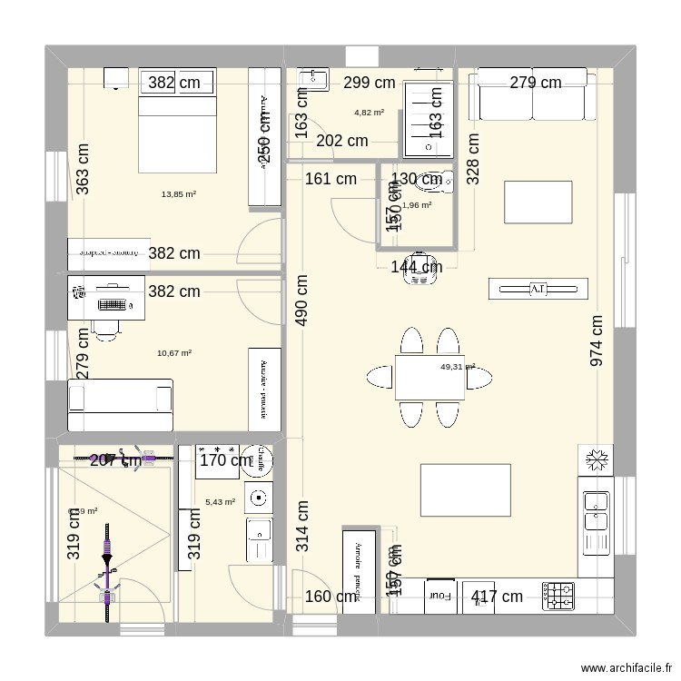 Magnolia3ch81v1. Plan de 7 pièces et 93 m2