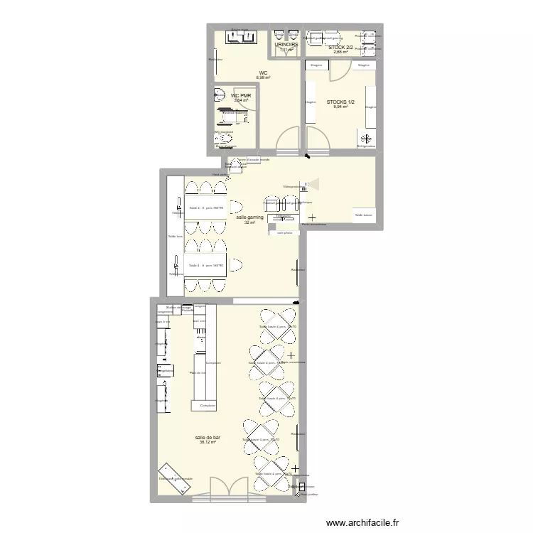IUT - bar v3 - just dance. Plan de 8  et 96 m²