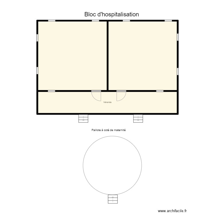 Vue en plan du bloc d'hospitalisation CS POSSOTOME. Plan de 0 pièce et 0 m2