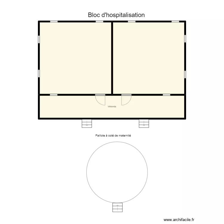 Vue en plan du bloc d'hospitalisation CS POSSOTOME. Plan de 