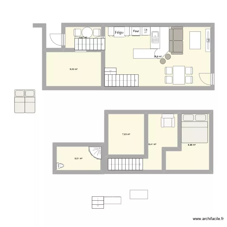 Maison 3. Plan de 7 Pièces et 72 m² Maison 3. Plan de 7 Pièces et 72 m²
