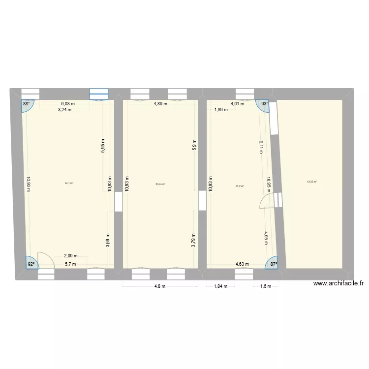 Bureaux administratif surface modifi&eacute;e. Plan de 