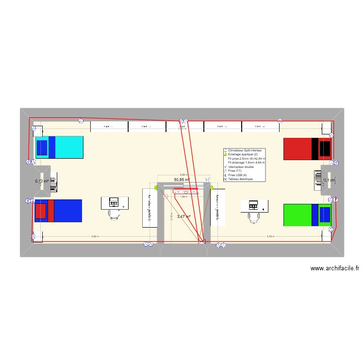 Diusse grenier Mido_3 elec. Plan de 4 pièces et 56 m2