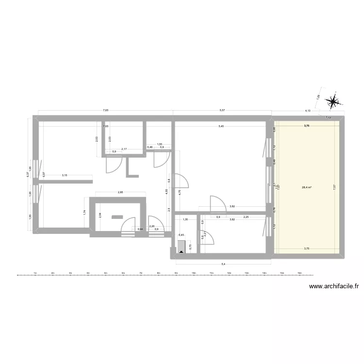Jomouton vide. Plan de 1  et 28 m²
