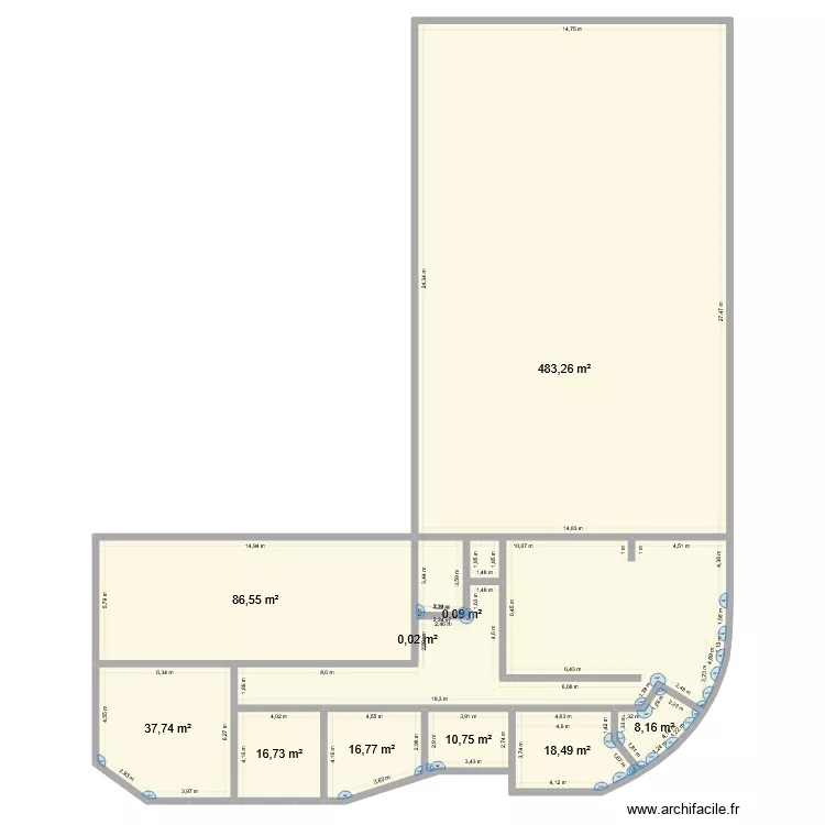 FIM final. Plan de 25  et 1351 m²