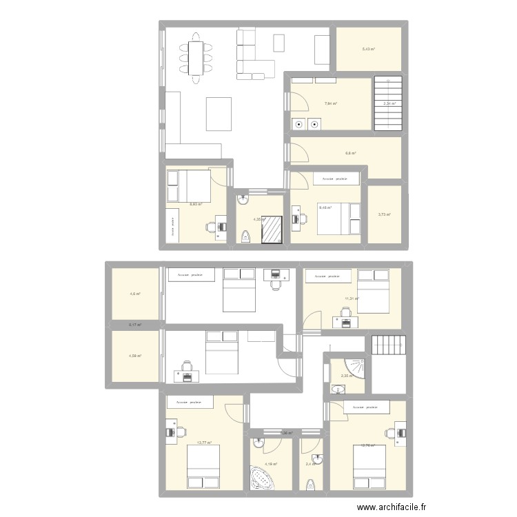 Maison St Sebastien. Plan de 18 pièces et 106 m2