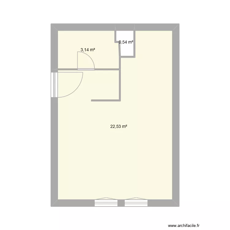 studio dives V1. Plan de 3 pièces et 26 m²