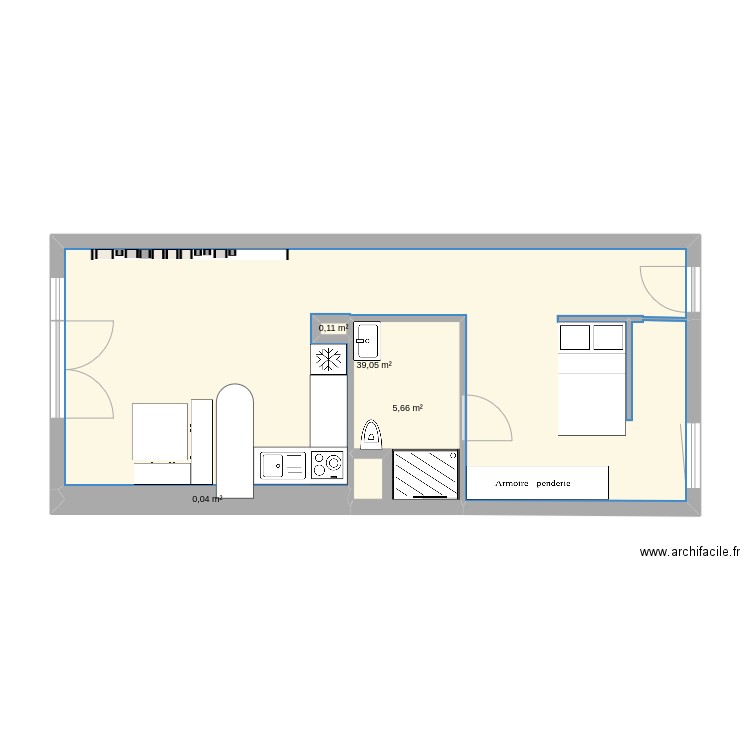 201. Plan de 4 pièces et 45 m2