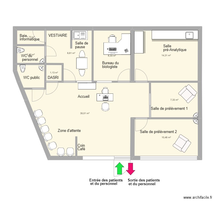 Plan Sainte Verge V2. Plan de 9 pièces et 90 m2