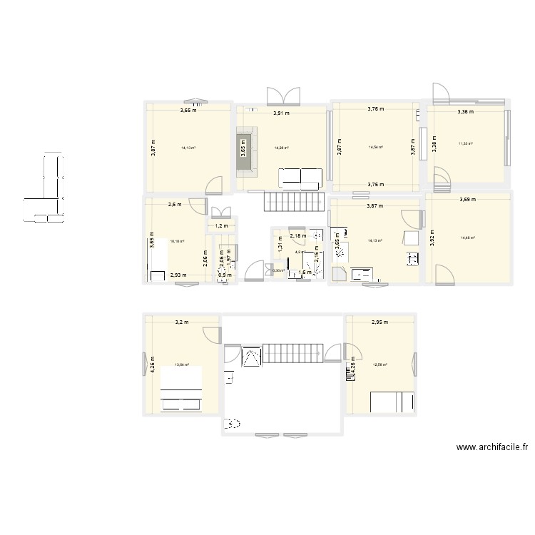 Glaieuls. Plan de 11 pièces et 101 m2