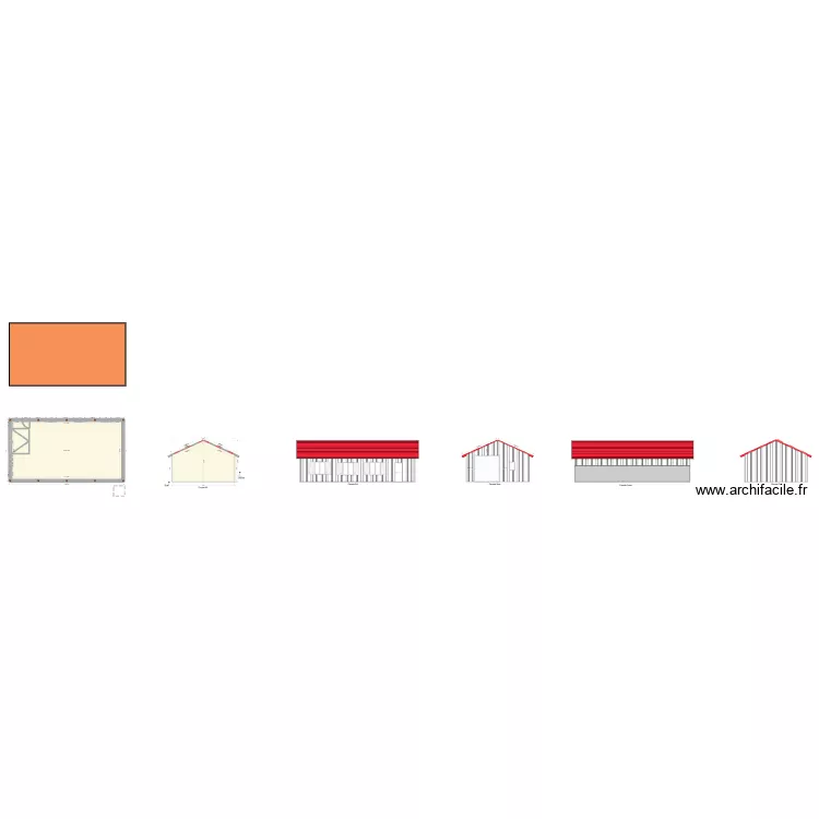 garrage. Plan de 1  et 82 m²