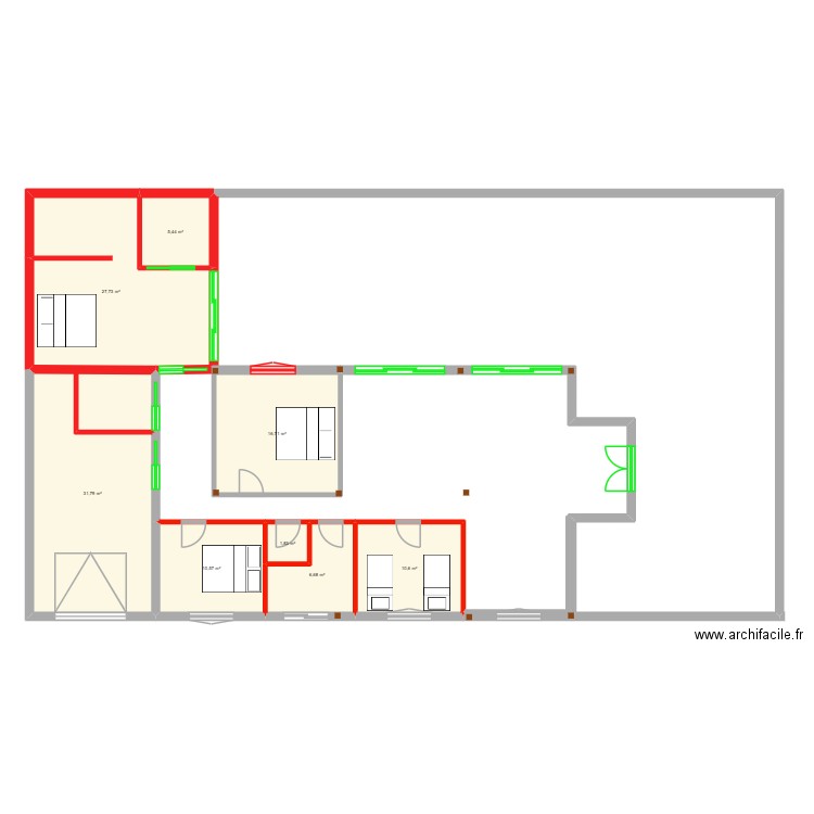 hajeb 3. Plan de 8 pièces et 111 m2
